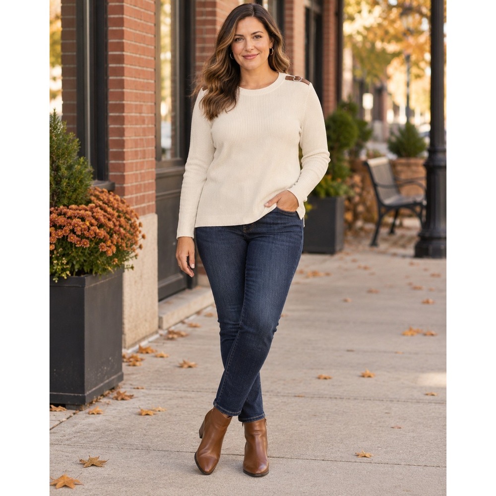 Lauren Ralph Lauren women's size XL long sleeve ribbed knit top in a classic...